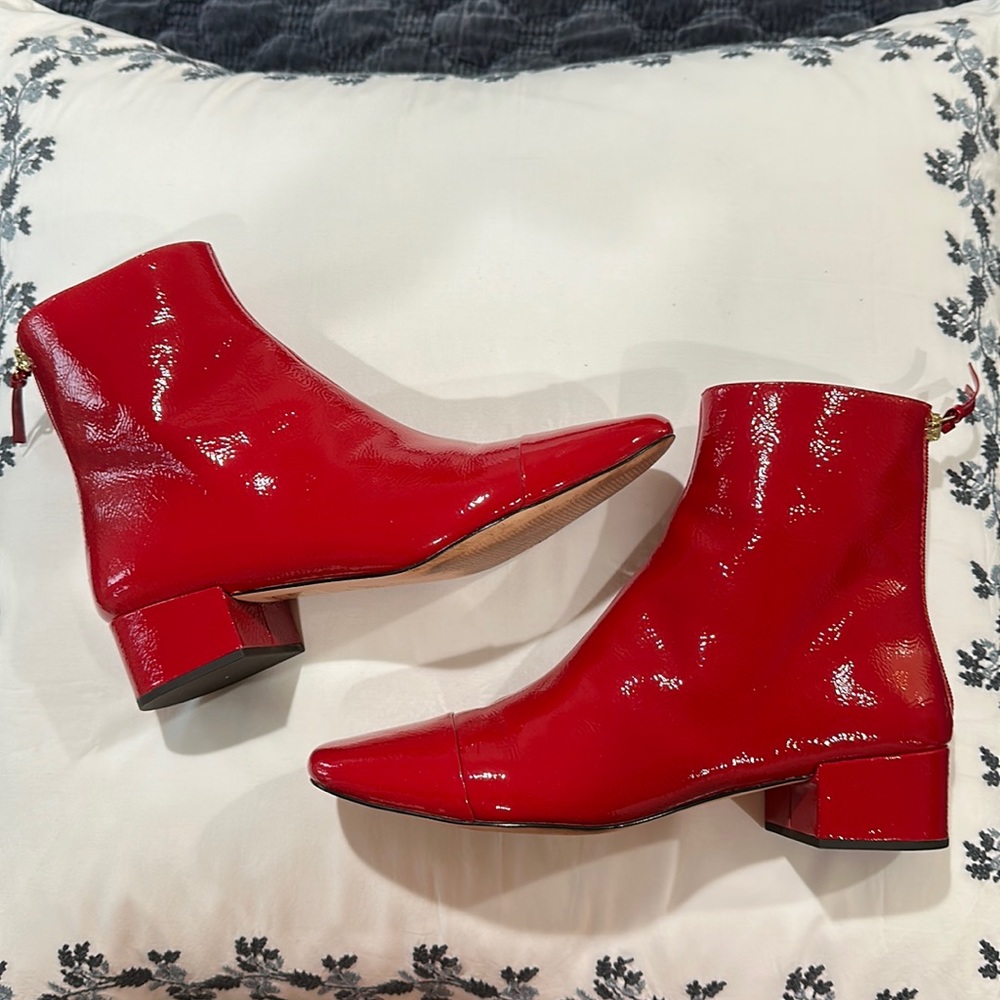 J. Crew Red Patent Bootie